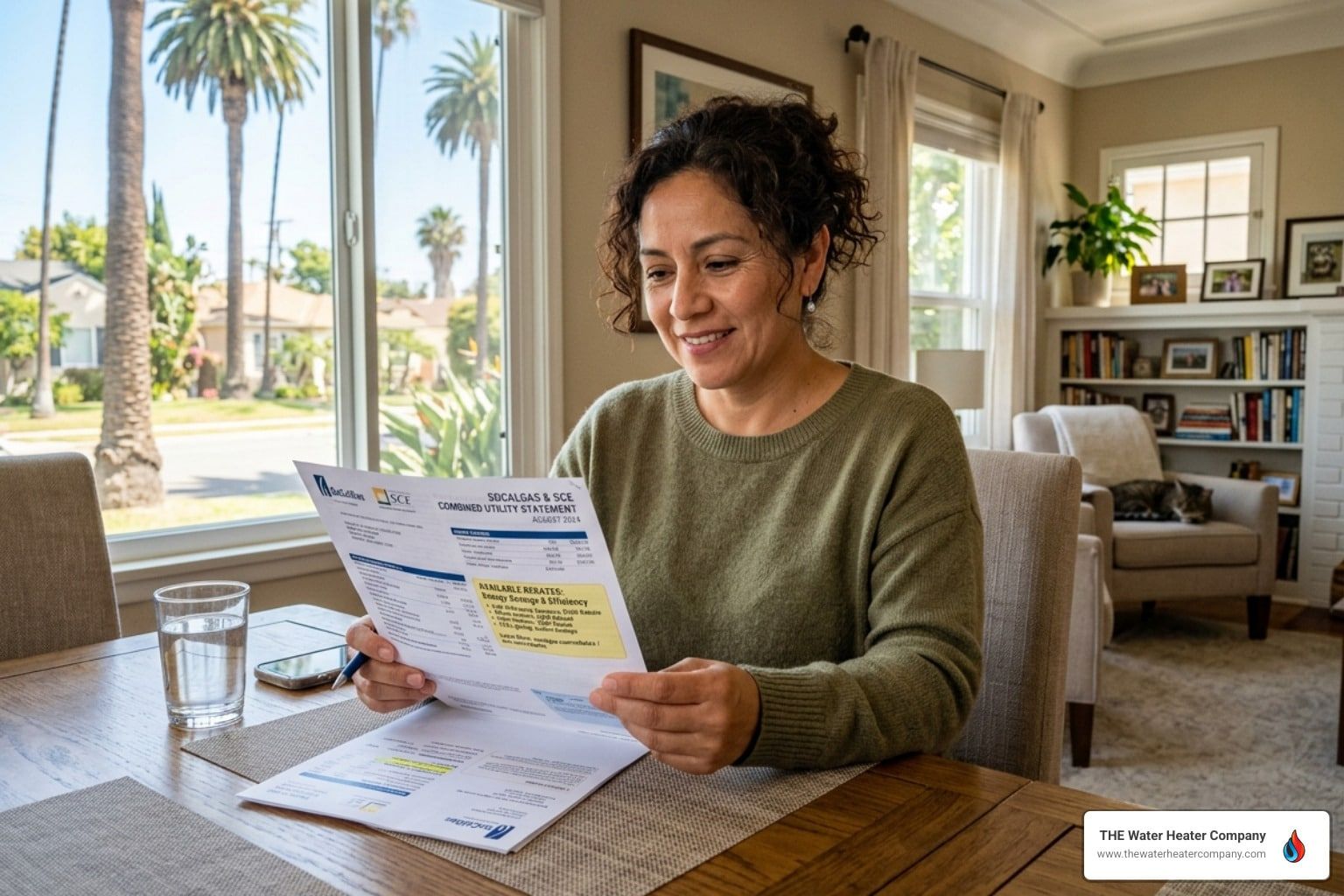 Homeowner in Los Angeles reviewing a utility bill for SoCalGas and SCE rebates - socal gas and edison rebates for water