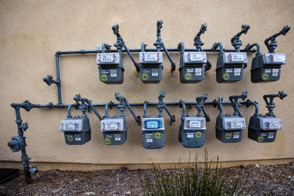 seismic gas shutoff valve installed on home exterior gas line