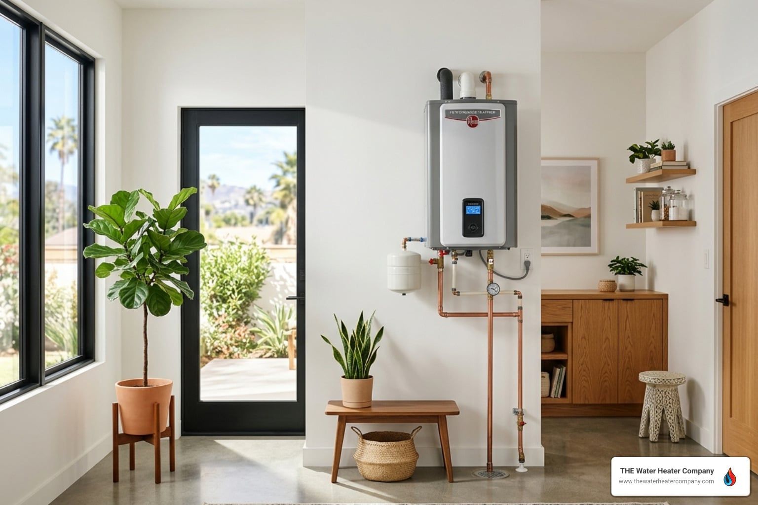 heat pump water heater in a modern Southern California home - federal tax credits for heat pump water heaters