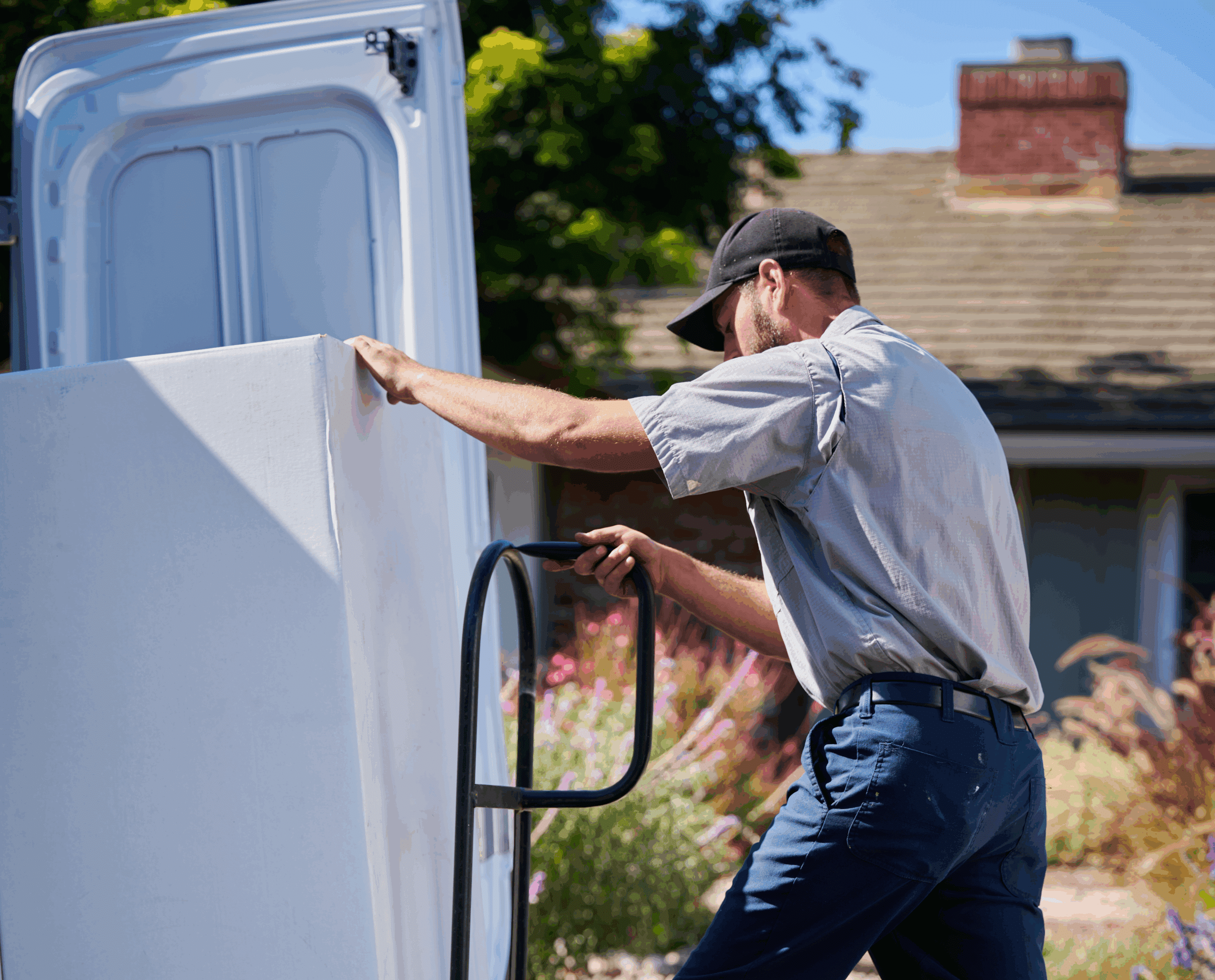loading water heater into service van